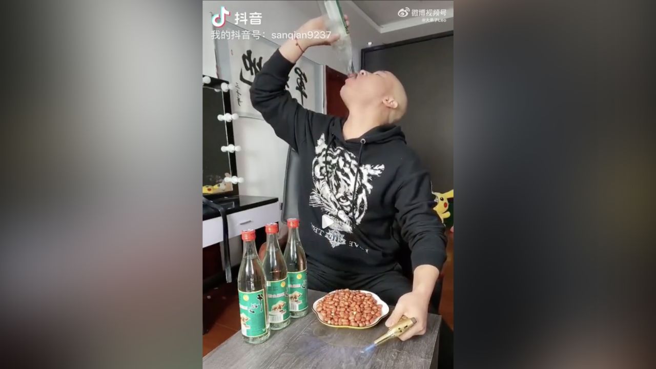 The Chinese livestreamer known for his moniker Brother Three Thousand took part in other drinking challenge before.