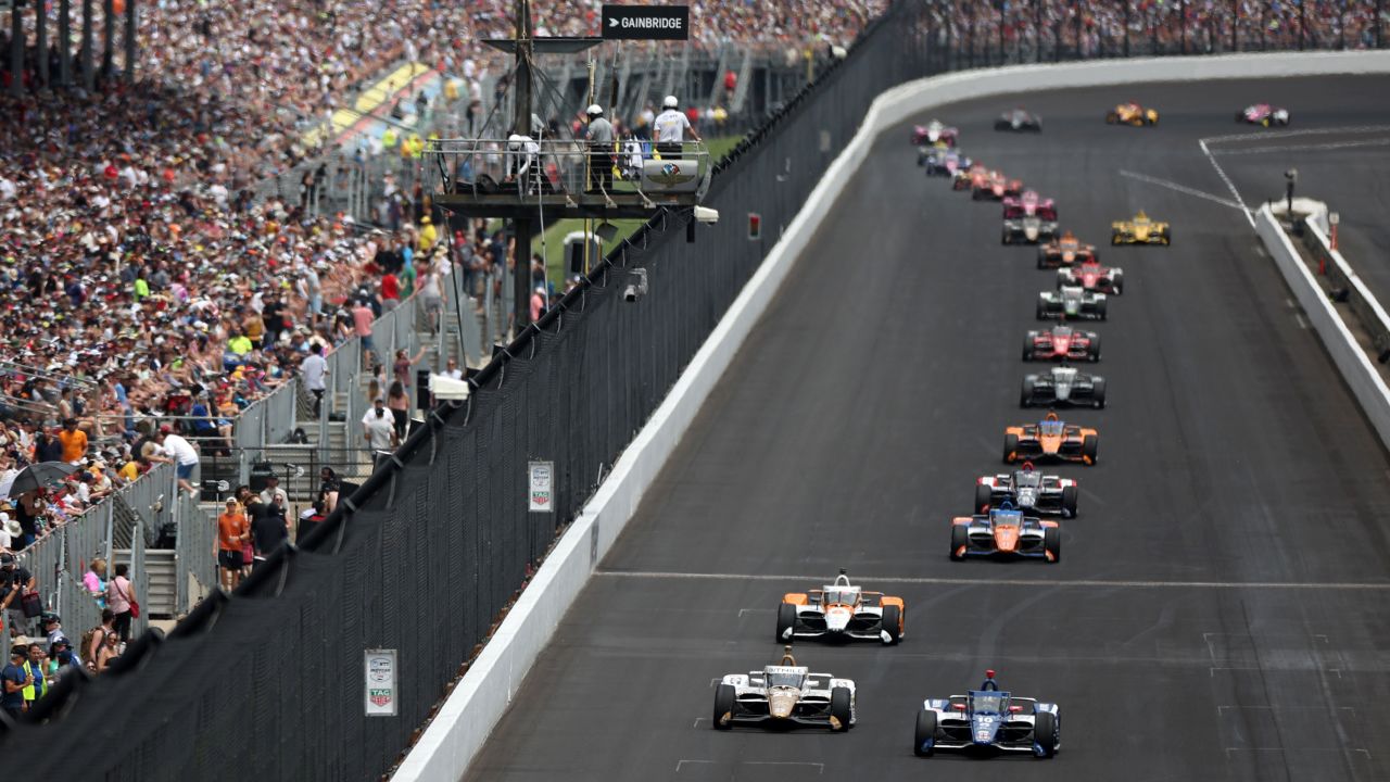 Alex Palou, driver of the #10 The American Legion Chip Ganassi Racing Honda, leads during the 107th Running of Indianapolis 500 at Indianapolis Motor Speedway on May 28, 2023 in Indianapolis, Indiana. 