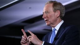 Brad Smith, president of Microsoft Corp., speaks during a news conference in Brussels, Belgium, on Tuesday, Feb. 21. 2023. Microsoft held a closed-door hearing with European Union antitrust watchdogs over its $69 billion takeover of Activision Blizzard Inc. 