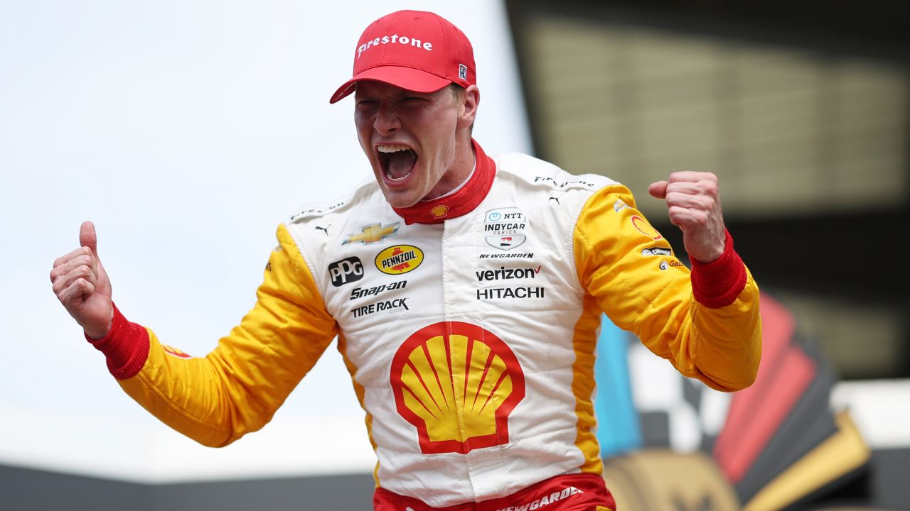 INDIANAPOLIS, INDIANA - MAY 28: Josef Newgarden, driver of the #2 PPG Team Penske Chevrolet, after winning the 107th Running of Indianapolis 500 at Indianapolis Motor Speedway on May 28, 2023, in Indianapolis, Indiana. (Photo by James Gilbert/Getty Images)