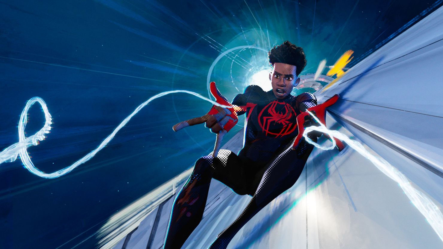 Spider-Man/Miles Morales (voiced by Shameik Moore) in "Spider-Man: Across the Spider-Verse."