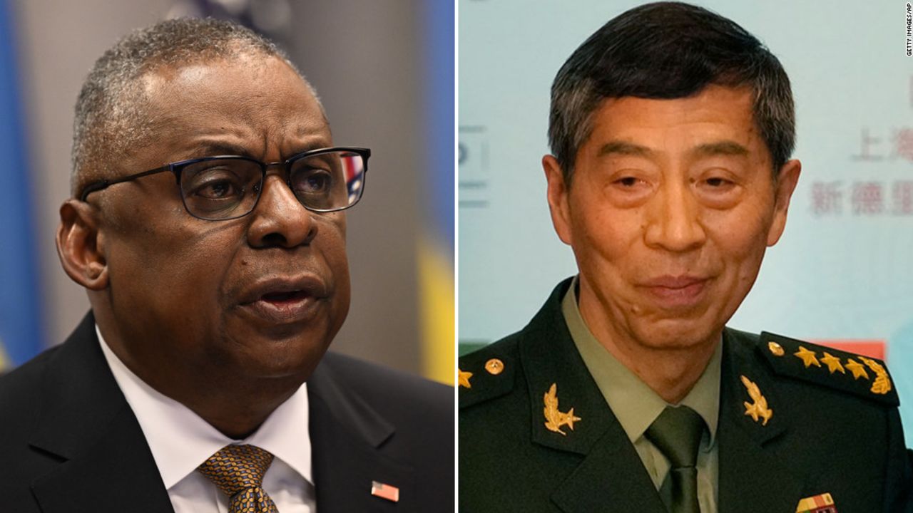 Defense Secretary Lloyd Austin (left) and China's Minister of National Defense Li Shangfu