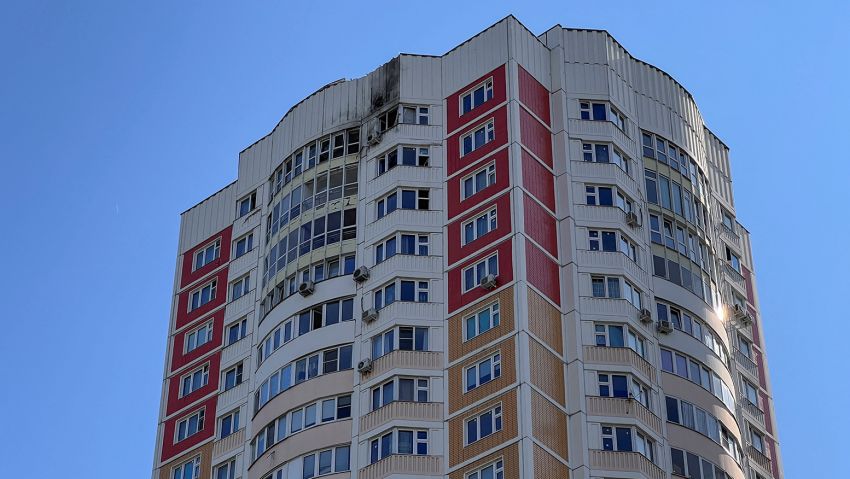 A view shows a damaged multi-storey apartment block following a reported drone attack in Moscow, Russia, May 30, 2023. 