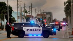 Police investigate a shooting near Hollywood Beach on Monday in Hollywood, Florida.