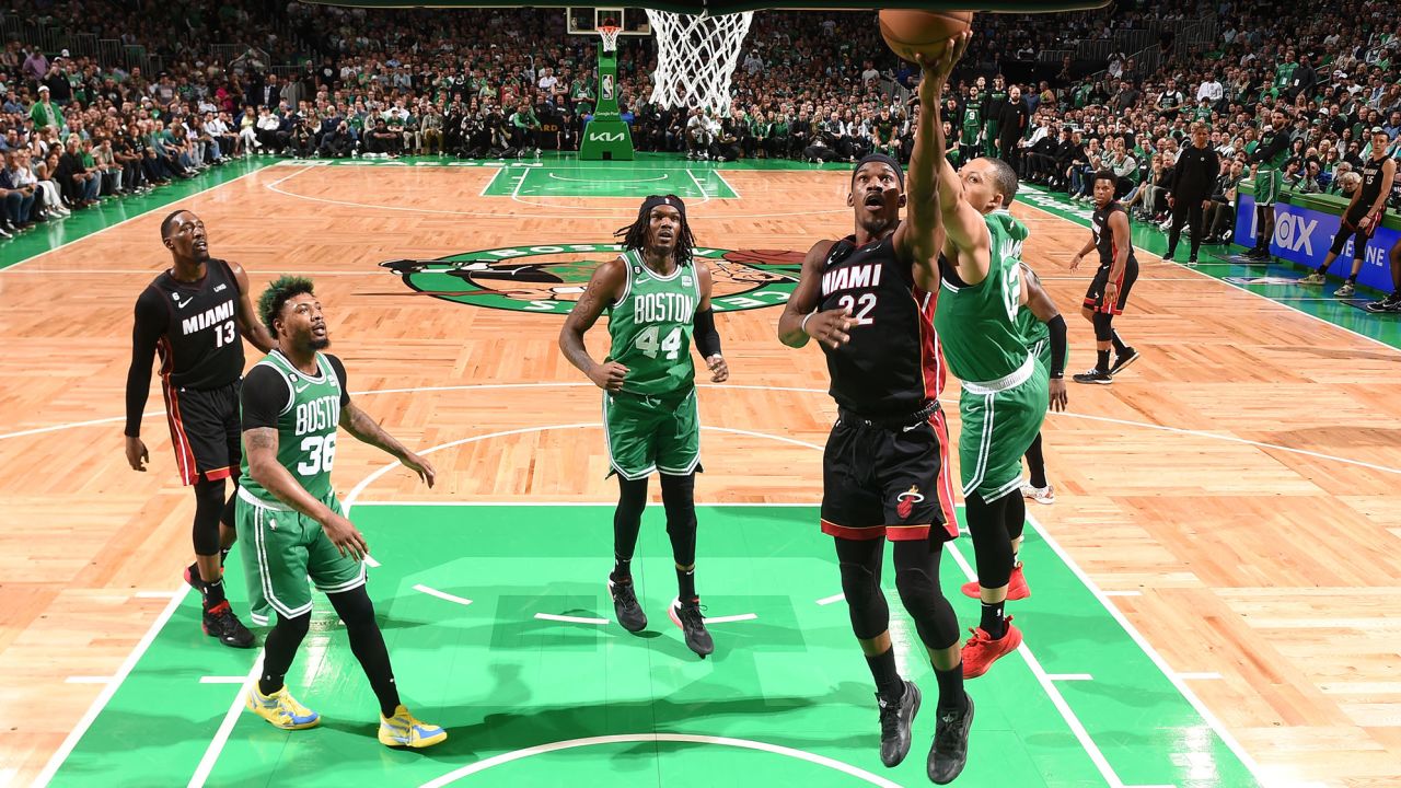 Butler drives to the basket during Game 7 of the Eastern Conference Finals against the Boston Celtics.