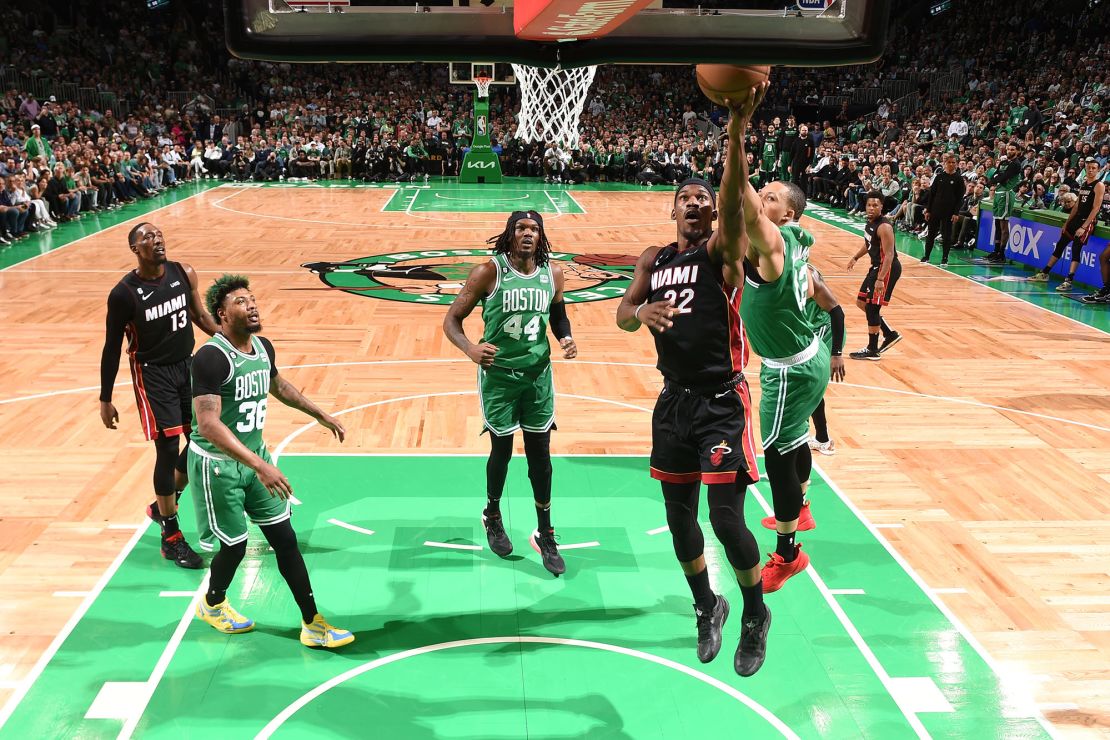 Butler drives to the basket during Game 7 of the Eastern Conference Finals against the Boston Celtics.