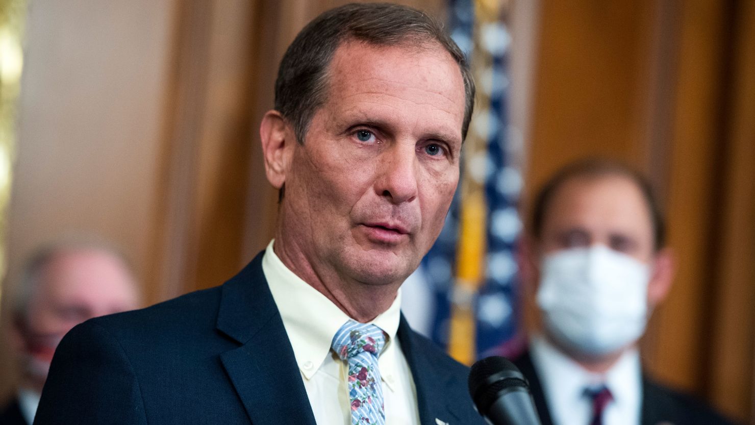 In this September 2020 photo, Rep. Chris Stewart holds a news conference on the China Task Force report in the Capitols Rayburn Room.