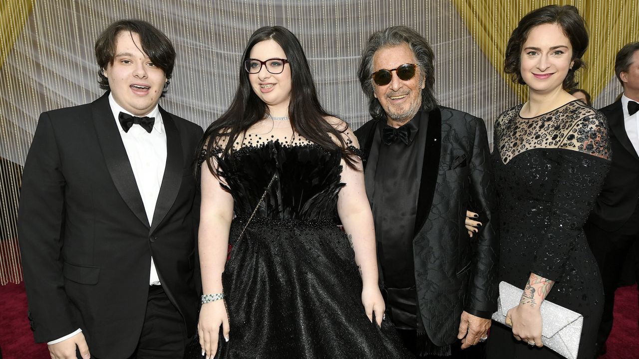 Al Pacino (second right) pictured with his children in February 2020. Anton James Pacino (left), Olivia Pacino (second left), and Julie Marie Pacino (right).