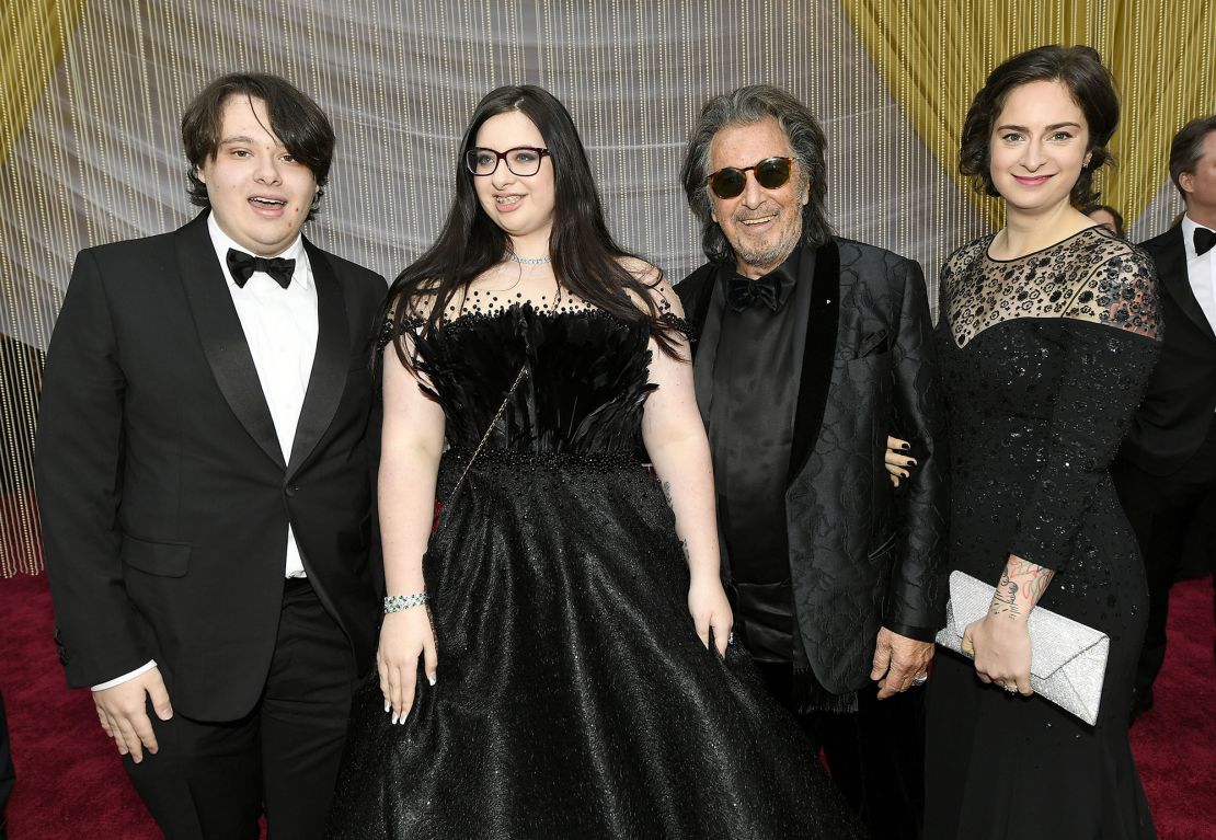 Al Pacino (second right) pictured with his children in February 2020. Anton James Pacino (left), Olivia Pacino (second left), and Julie Marie Pacino (right).