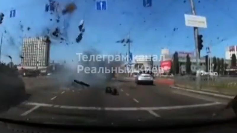 Watch: Dash cam video shows missile debris almost hitting Kyiv bus | CNN
