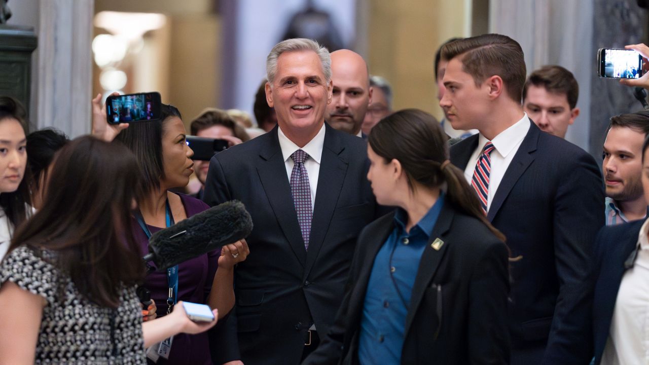 Speaker of the House Kevin McCarthy, R-Calif., walks to the House chamber at the Capitol in Washington, Wednesday, May 31, 2023. as the House moves toward passage of the debt limit bill. (AP Photo/Jose Luis Magana)