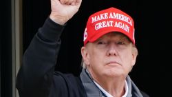 Former US president Donald Trump at Turnberry golf course, in South Ayrshire, during his visit to the UK on May 2, 2023.