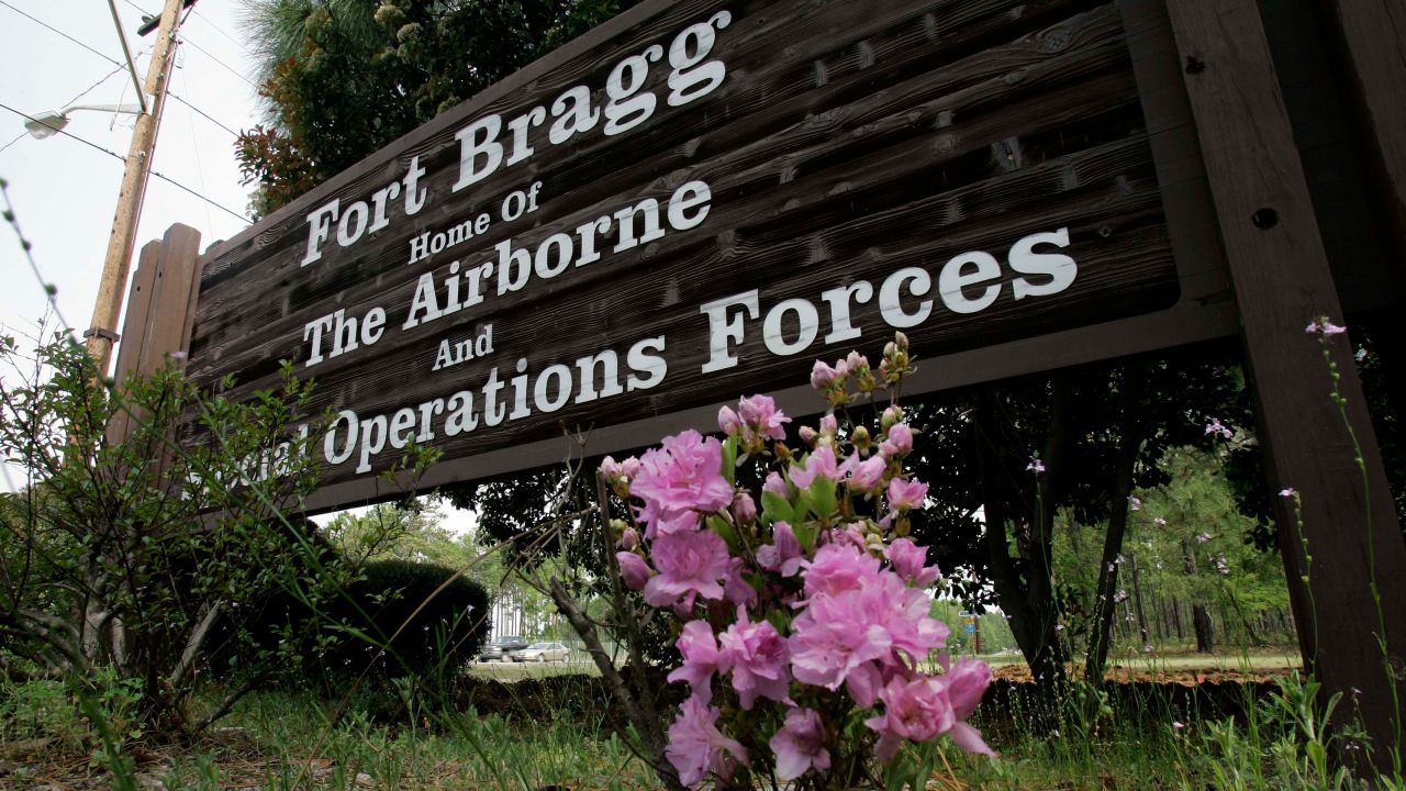 This photo shows an entrance sign to Fort Bragg, North Carolina, April 24, 2007. 