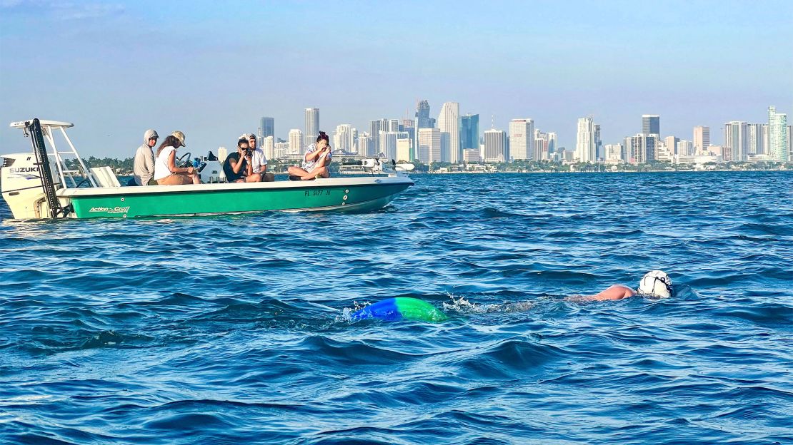 Liivand has round the clock safety boats to provide her food and help her collect trash.