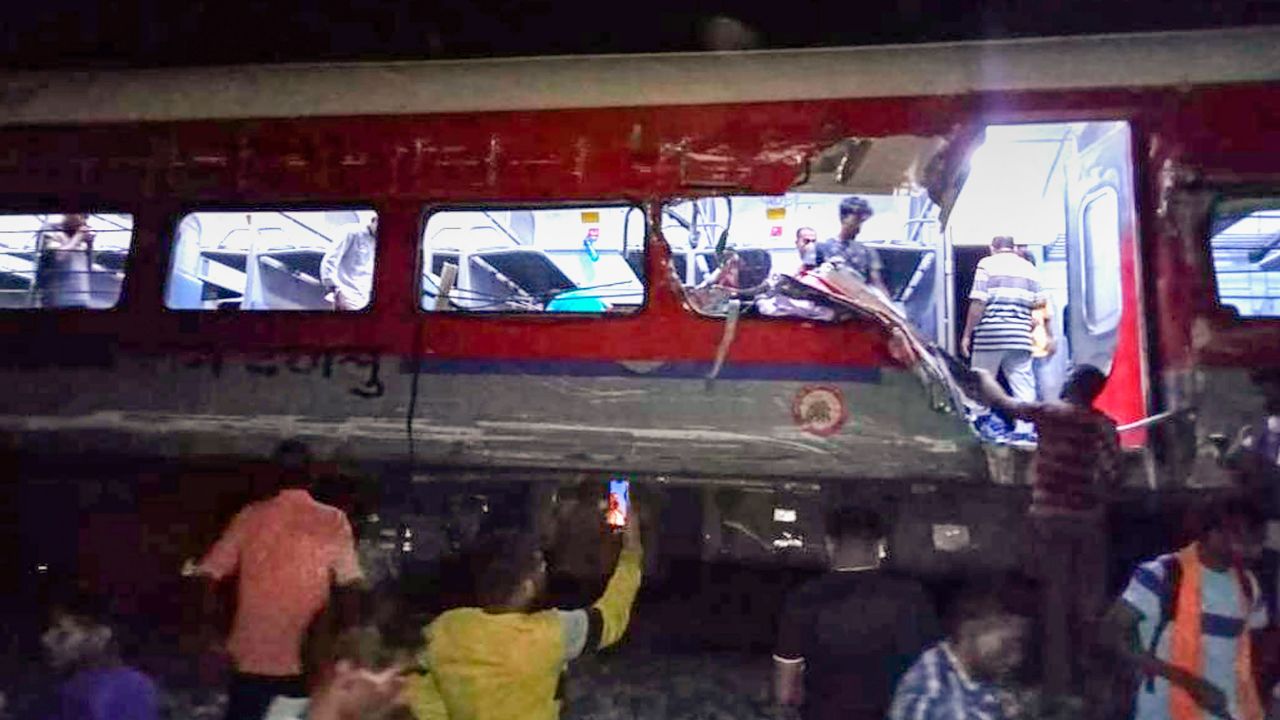 The site of the crash in Balasore district, in the eastern Indian state of Odisha, on June 2. 