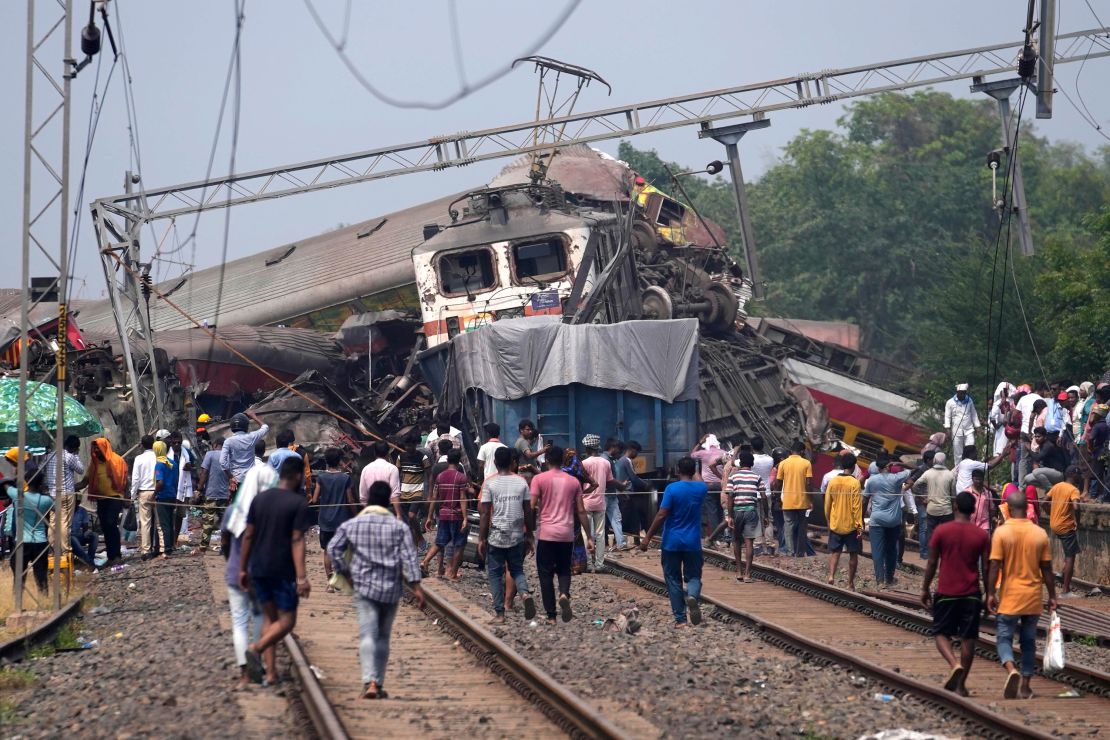 Rescuers work at the site of passenger trains that derailed in Balasore district, in the eastern Indian state of Odisha, Saturday, June 3, 2023. 