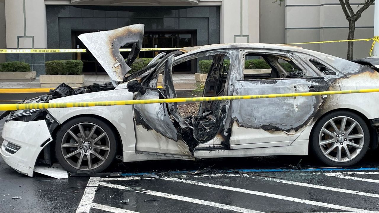 The car after the fire was extinguished.
