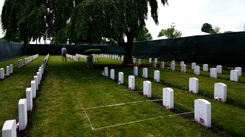 Headstones are seen at the cemetery of the U.S. Army's Carlisle Barracks, Friday, June 10, 2022, in Carlisle, Pennsylvania. The Army is continuing a multi-phase project to disinter the remains of indigenous children who died more than a century ago while attending a government-run boarding school at the site and reunite them with their families.
