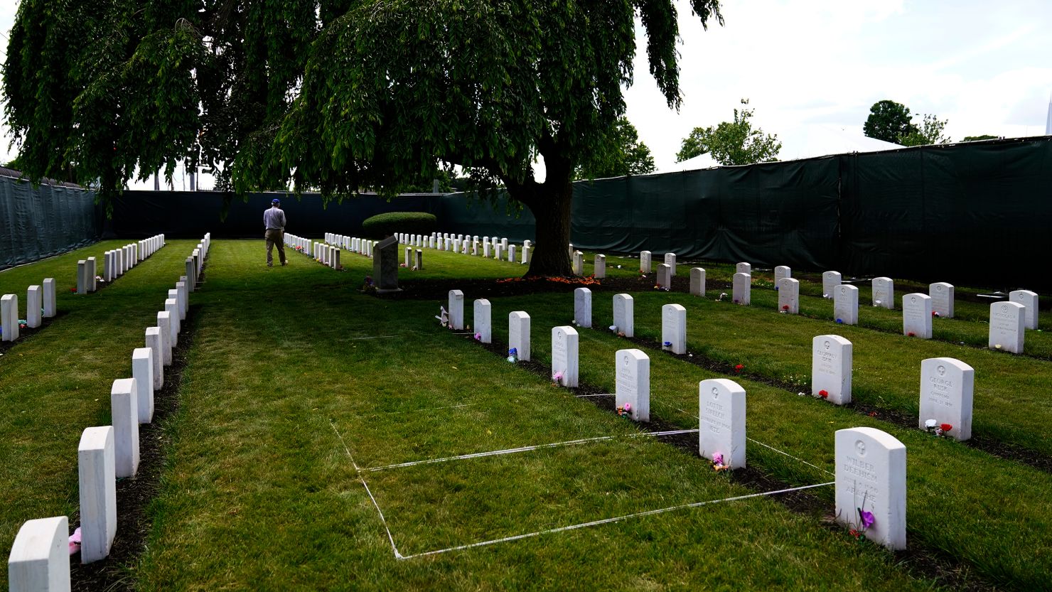 Headstones are seen at the cemetery of the US Army's Carlisle Barracks, in Carlisle, Pennsylvania.