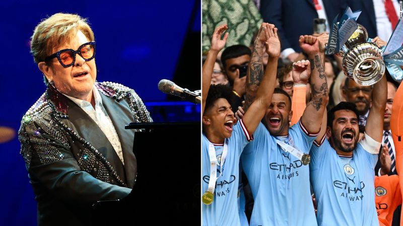 Manchester City players serenade Elton John with ‘Your Song’ at airport | CNN