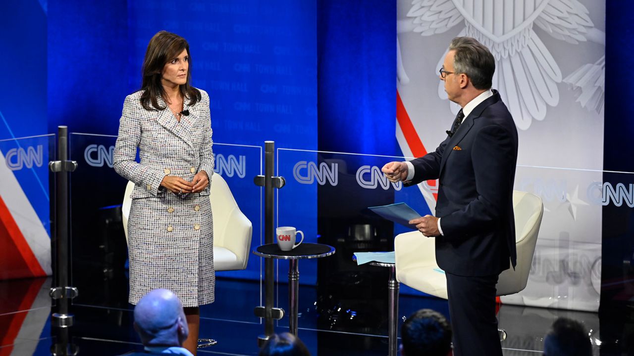 Nikki Haley participates in a CNN Republican Town Hall moderated by CNN's Jake Tapper at Grand View University in Des Moines, Iowa, on Sunday, June 4, 2023.