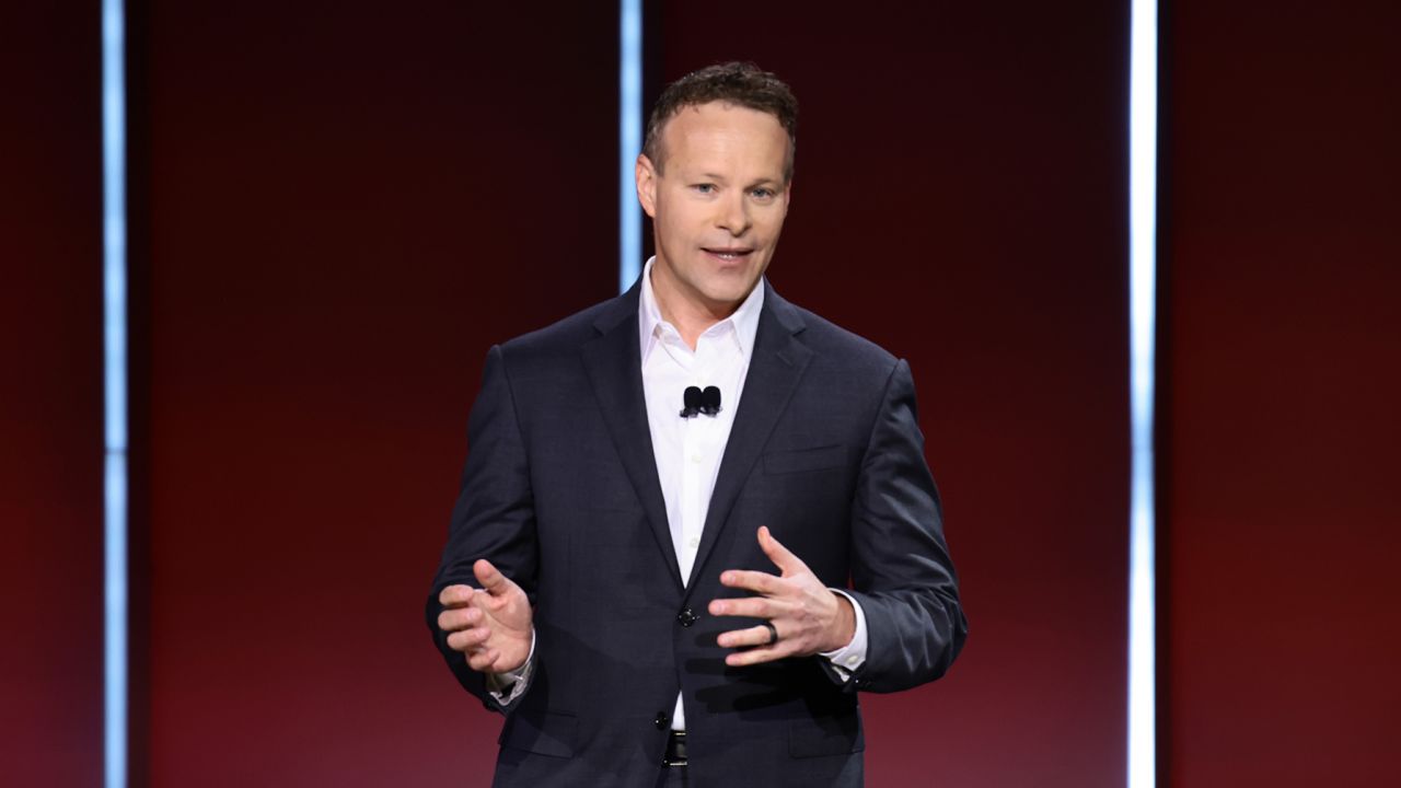 Chris Licht, Chairman and CEO, CNN Worldwide, speaks during the Warner Bros. Discovery Upfront 2023 at The Theater at Madison Square Garden on May 17, 2023 in New York City. 