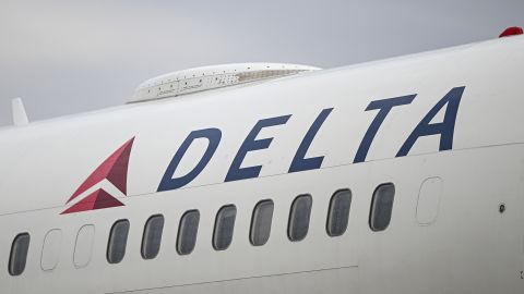In this photo DELTA Air Lines logo is seen on a passenger plane, in Washington D.C., United States on February 16, 2023.