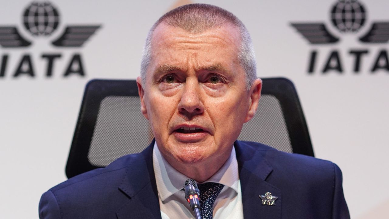 Willie Walsh speaks at IATA's annual meeting in Istanbul, Turkey on Monday, June 5, 2023.