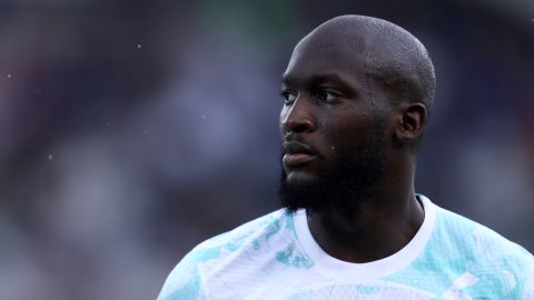 TURIN, ITALY - JUNE 3: Romelu Lukaku of FC Internazionale looks on prior to the Serie A match between Torino FC and FC Internazionale at Stadio Olimpico di Torino on June 3, 2023 in Turin, Italy.