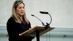 Stacy Chapin talks about her son, Ethan Chapin, who was one of four University of Idaho students who were killed on Nov. 13 as she speaks Wednesday, Nov. 30, 2022, during a vigil for the four students in Moscow, Idaho. (AP Photo/Ted S. Warren)