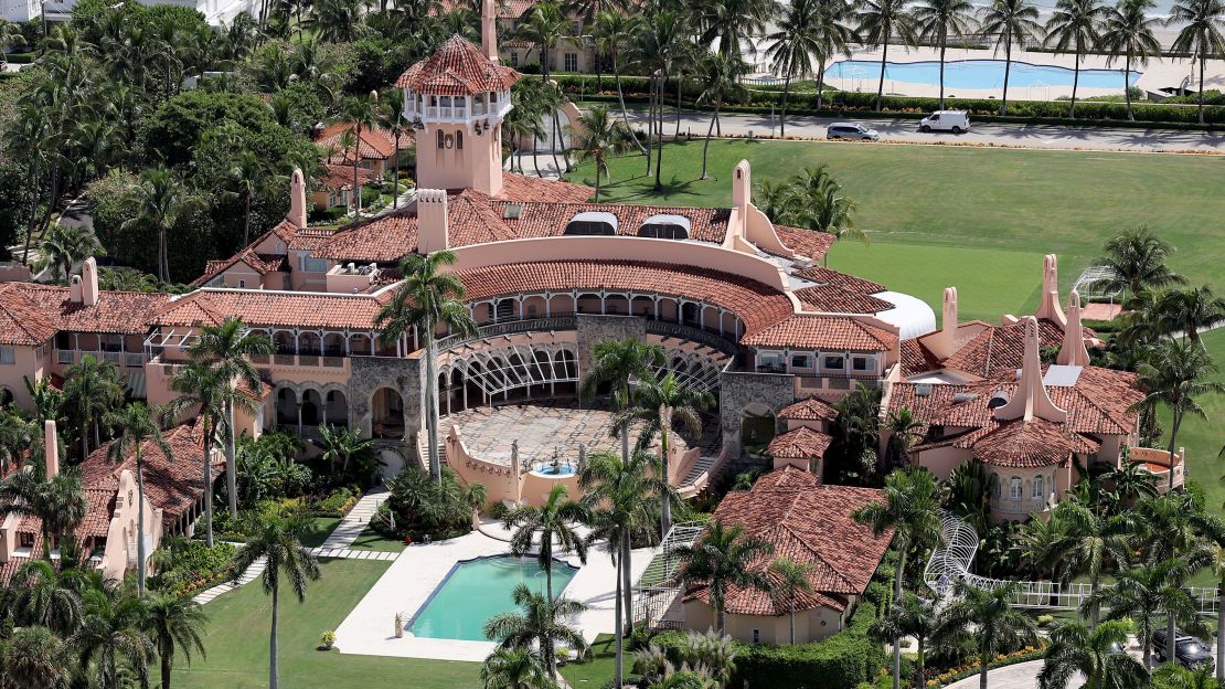 In this aerial view, former President Donald Trump's Mar-a-Lago estate is seen September 14, 2022 in Palm Beach, Florida.
