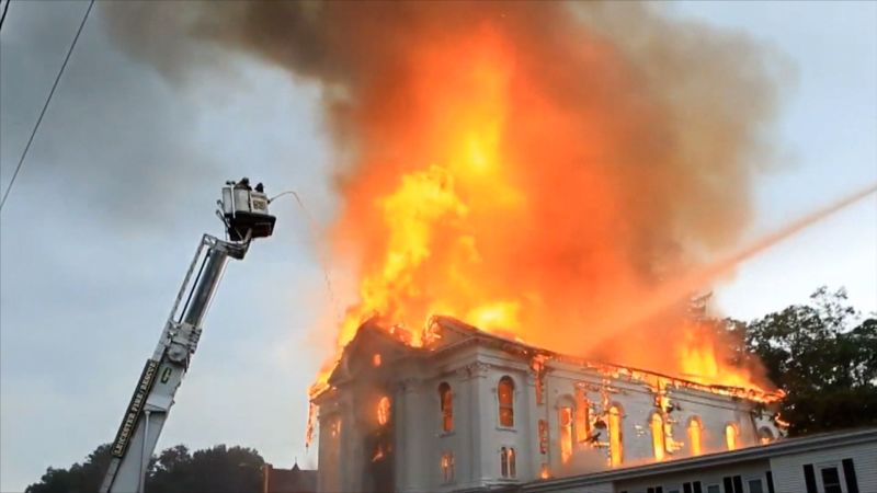 Watch the dramatic moment historic church steeple collapses | CNN