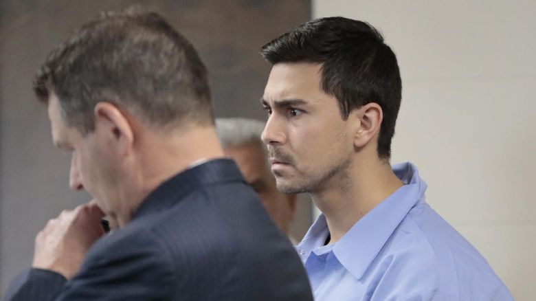 Matthew Nilo is arraigned on rape charges stemming from assaults in Charlestown, in 2007 and 2008 in Suffolk Superior Court in Boston, Monday, June 5, 2023. His attorney, Joseph Cataldo is at left. (Pat Greenhouse/The Boston Globe via AP, Pool)
