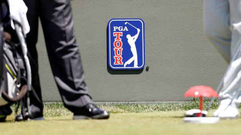 CROMWELL, CT - JUNE 24: PGA Tour logo during the third round of the Travelers Championship on June 24, 2017, at TPC River Highlands in Cromwell, Connecticut. (Photo by Fred Kfoury III/Icon Sportswire via Getty Images)