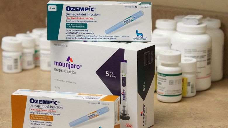 Boxes of Ozempic and Mounjaro, semaglutide and tirzepatide injection drugs used for treating type 2 diabetes and made by Novo Nordisk and Eli Lilly, is seen at a Rock Canyon Pharmacy in Provo, Utah, U.S. March 29, 2023. 