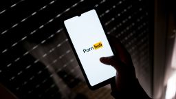 In this photo illustration a PornHub logo seen displayed on a smartphone screen in Athens, Greece on March 16, 2022. 