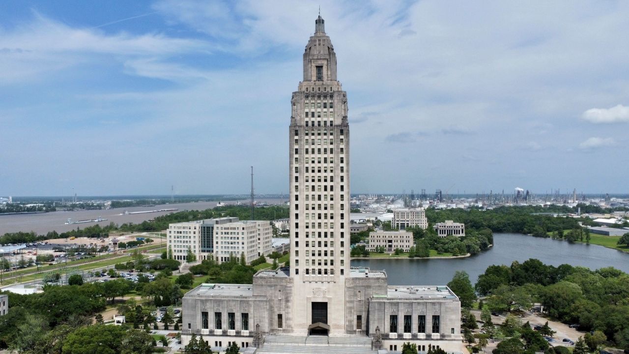 FILE - The Louisiana state Capitol stands on April 4, 2023, in Baton Rouge, La. The Republican-led legislature sent a bill to the governor's desk on June 6, 2023, that would ban gender-affirming care for most minors in the state. 