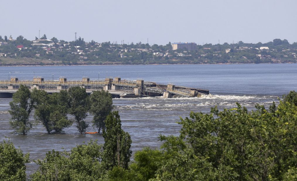 A view of the breached dam on June 6.