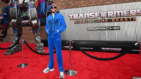 Pete Davidson wore a spray-painted sweatsuit the New York premiere of  "Transformers: Rise of the Beasts" in New York.