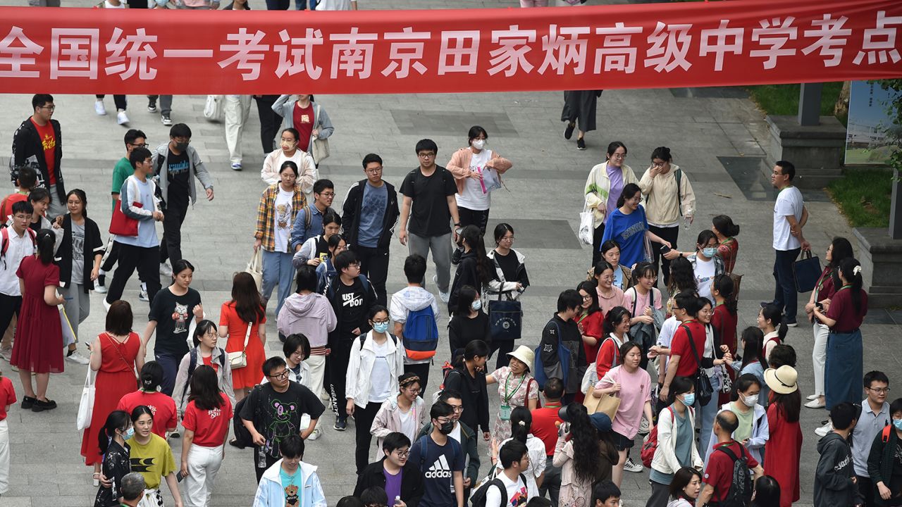 Gaokao candidates walk out of a test room in Nanjing, China on June 7.