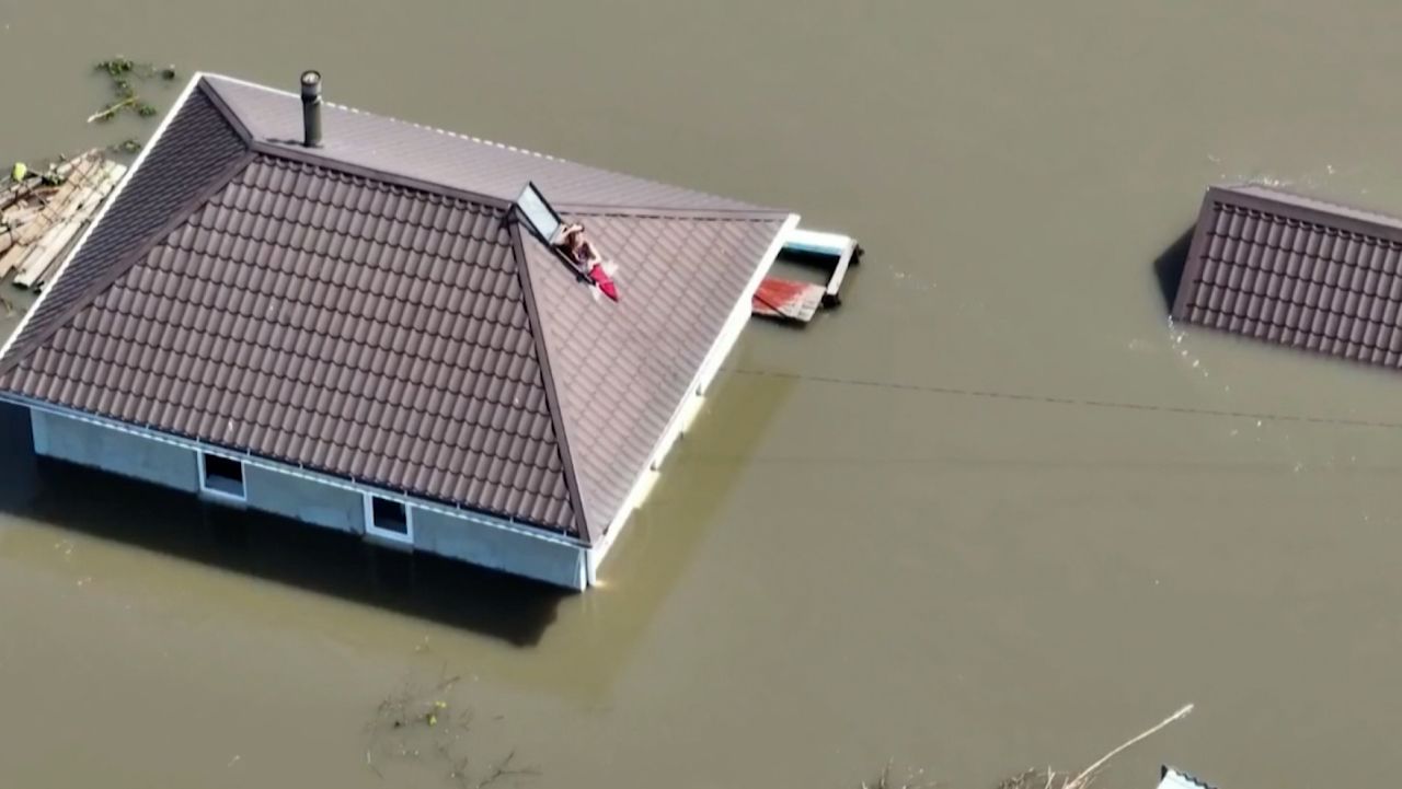 Family trapped in home flood