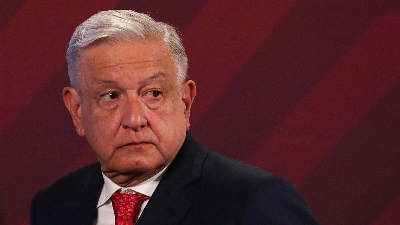 Mexico's President Andres Manuel Lopez Obrador attends a property   league  astatine  the National Palace successful  Mexico City connected  June 5.