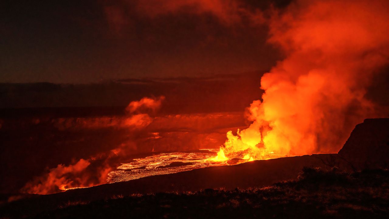 Lava spews from the Kilauea volcano in Hawaii on Wednesday.