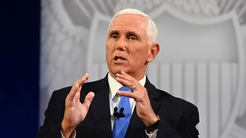 Former Vice President Mike Pence participates in a CNN Republican Presidential Town Hall moderated by CNN's Dana Bash at Grand View University in Des Moines, Iowa, on Wednesday, June 7, 2023.