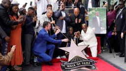 Fans, friends and family of the late rapper/actor Tupac Shakur cheer as they reveal his new star on the Hollywood Walk of Fame during a ceremony on Wednesday, June 7, 2023, in Los Angeles. 