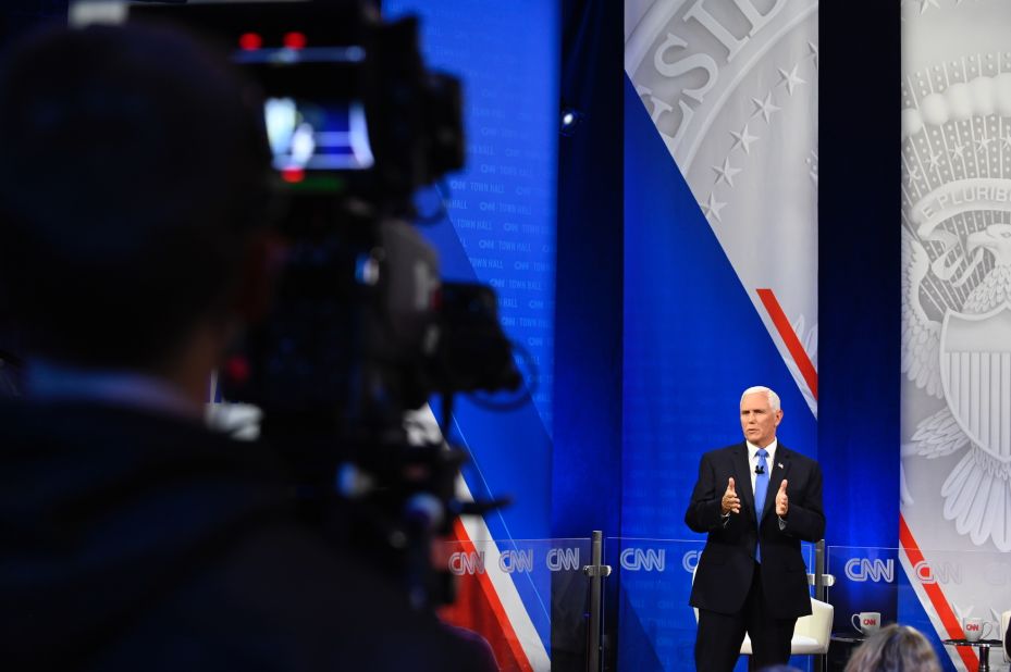 Pence speaks at a <a href="https://www.cnn.com/2023/06/07/politics/takeaways-mike-pence-town-hall-cnn/index.html" target="_blank">CNN town hall event</a> in Des Moines, Iowa, in June 2023.