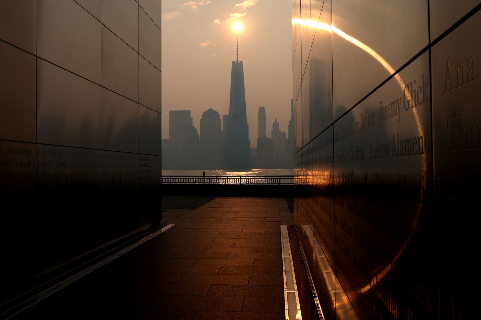 The One World Trade Center tower is seen in New York, shortly after sunrise on June 8.