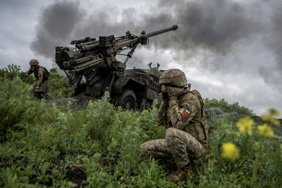 Ukrainian service members of the 55th Separate Artillery Brigade fire a Caesar self-propelled howitzer towards Russian troops, amid Russia's attack on Ukraine, near the town of Avdiivka in Donetsk region, Ukraine May 31, 2023.