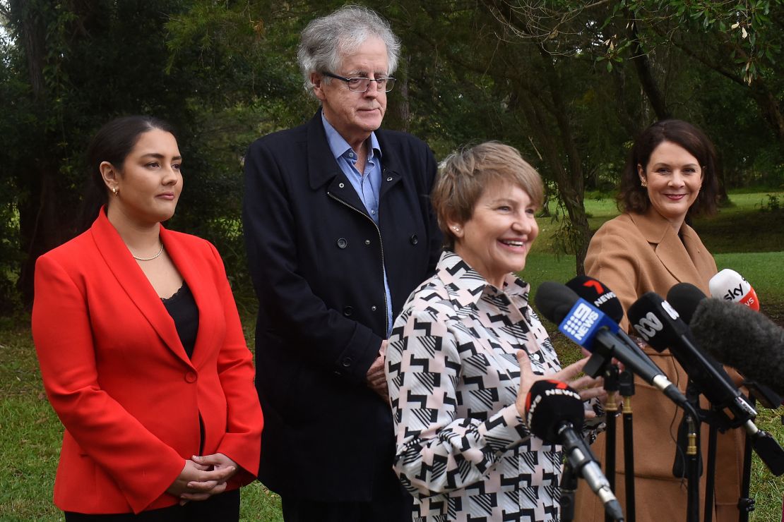 Tracy Chapman speaks to media during a press conference following the release of Kathleen Folbigg, in Coffs Harbour, New South Wales, June 6, 2023.