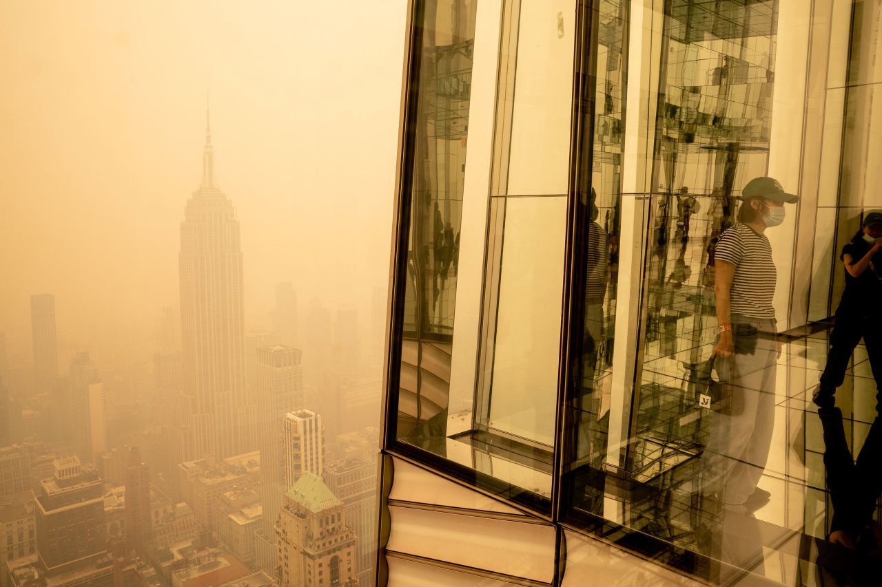 A smoky haze is seen outside Summit One Vanderbilt in New York on Wednesday, June 7.